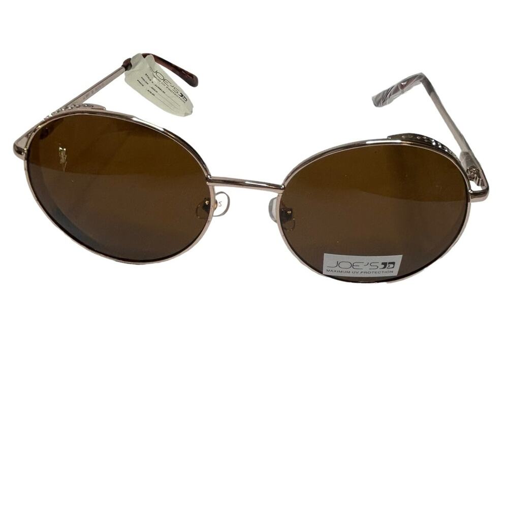 Joe’s Gold Round Sunglasses Rhinestone Rims New